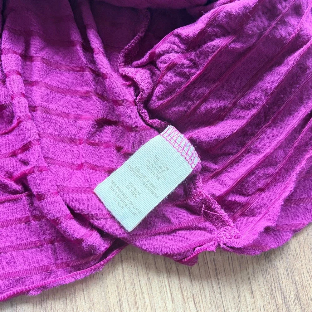 Free People Magenta Purple Ruffle Trapeze‎ Cami Top Y2K Shadow Stripe Small